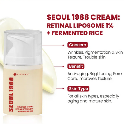 [K-SECRET] SEOUL 1988 Cream : Retinal Liposome 1% + Fermented Rice 50ML