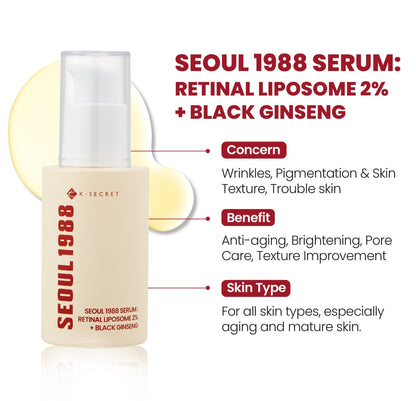 [K-SECRET] SEOUL 1988 Serum : Retinal Liposome 2% + Black Ginseng 30ML