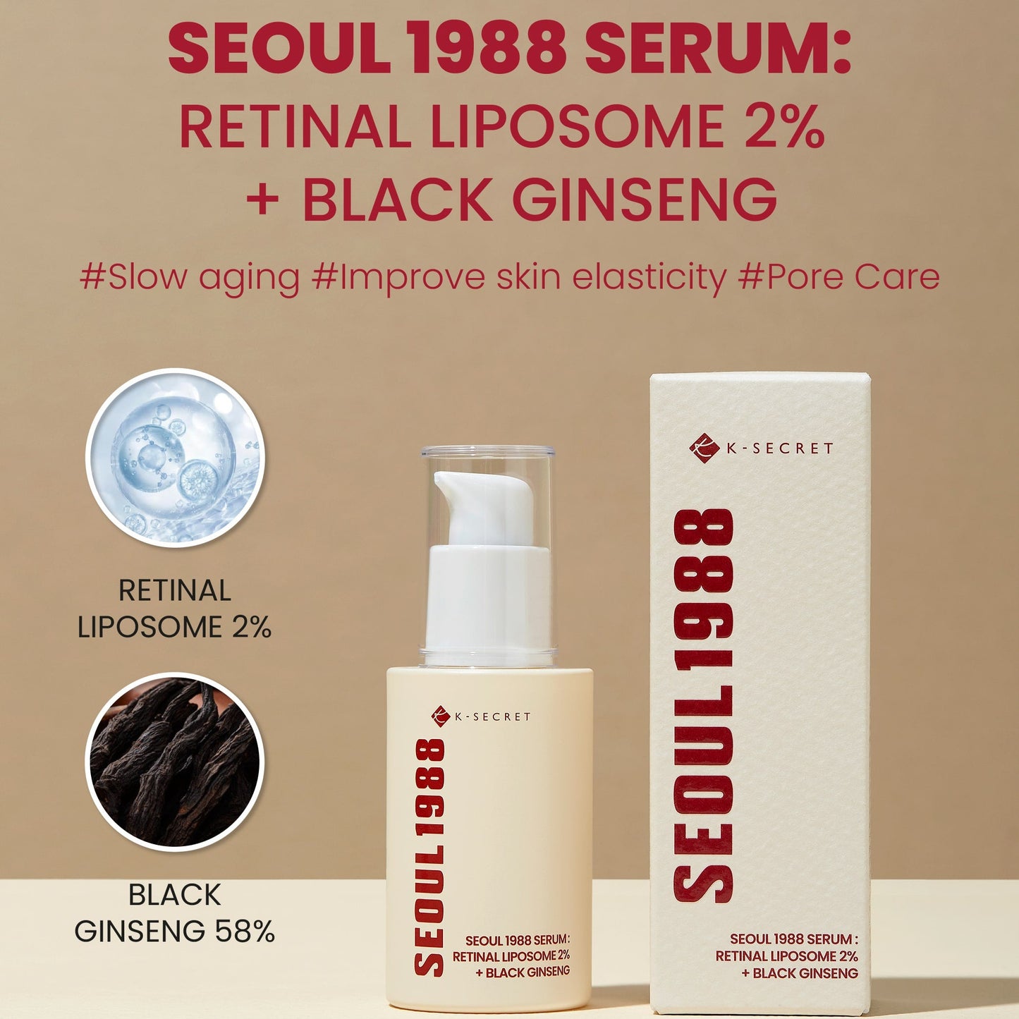 [K-SECRET] SEOUL 1988 Serum : Retinal Liposome 2% + Black Ginseng 30ML